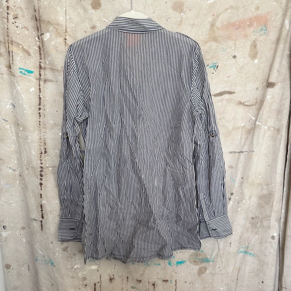 Tory Burch Striped Cotton Button Up Top - Picture 4 of 5